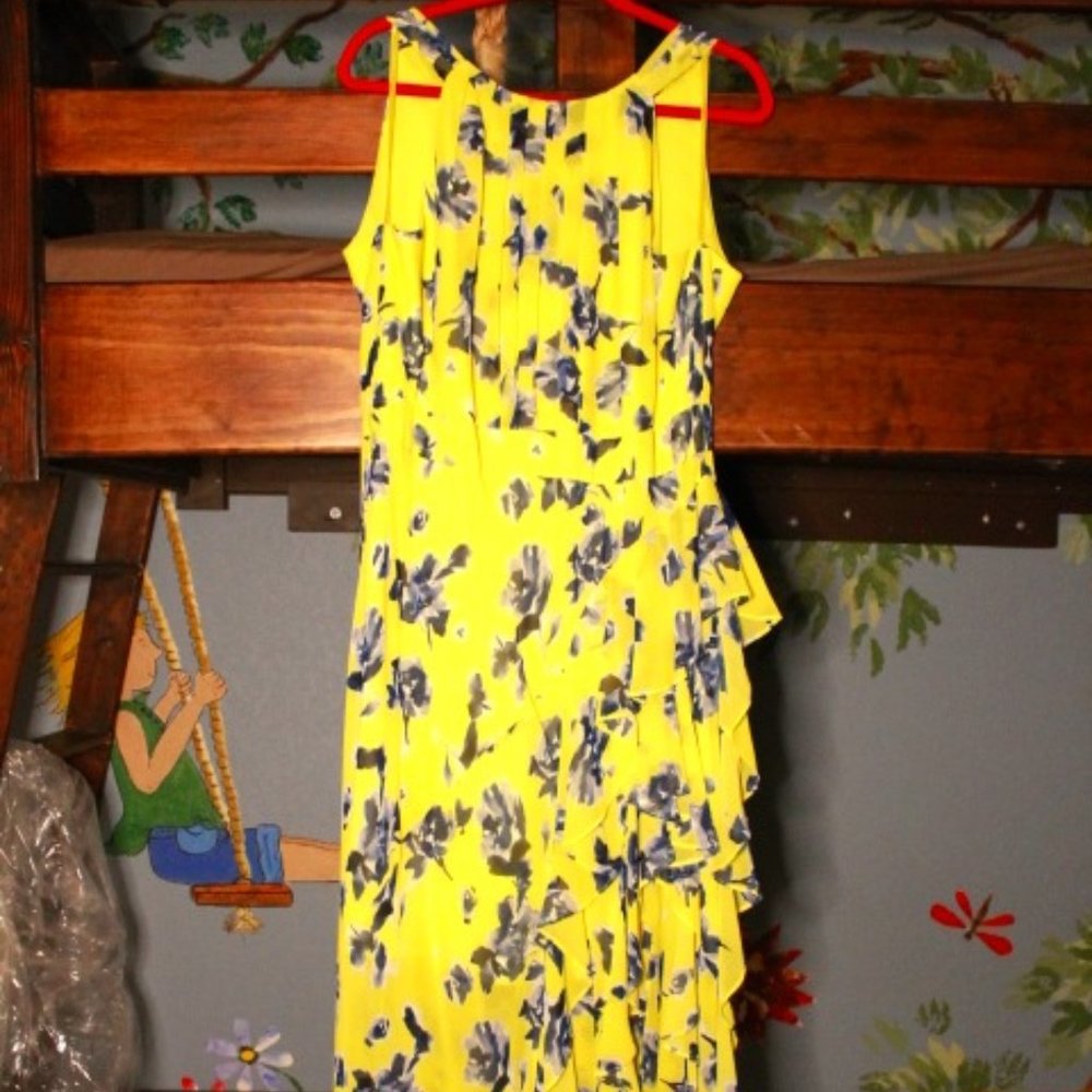 Beautiful Eliza J Canary Yellow and Navy Dress